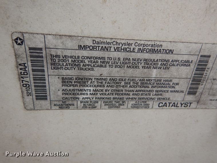 image for item IY9639 2001 Jeep Wrangler  SUV