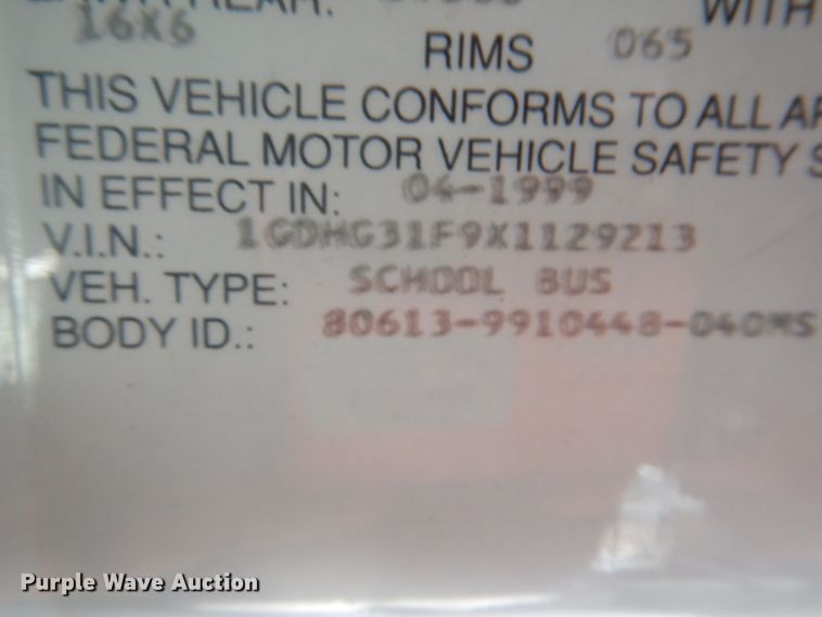 image for item JF9106 1999 GMC 3500  school bus