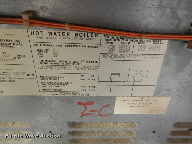 image for item JF9133 Raypak H-1826A-CCARABX  hot water boiler