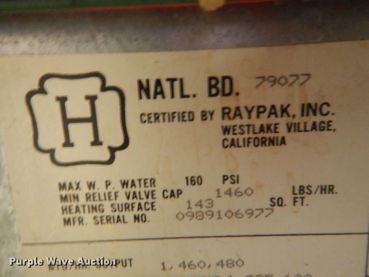 image for item JF9133 Raypak H-1826A-CCARABX  hot water boiler
