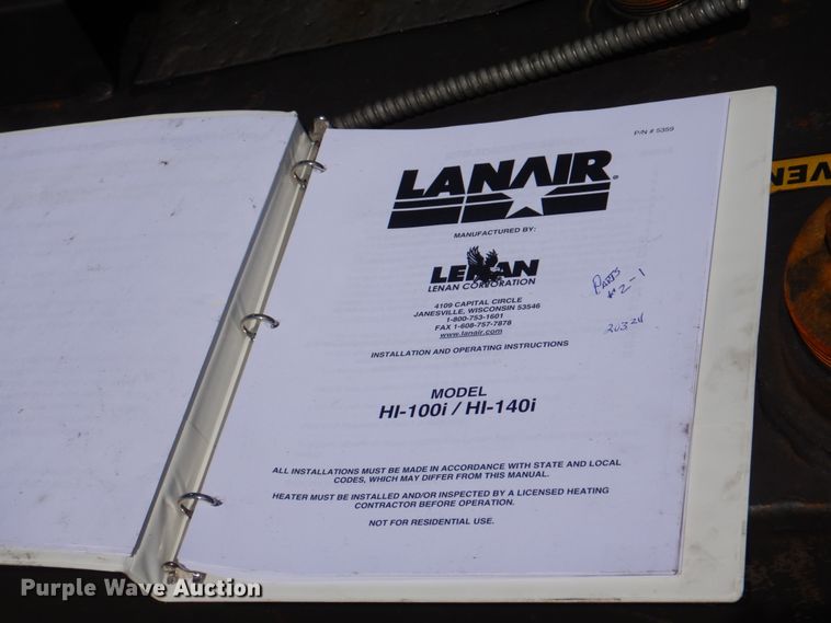 image for item JY9806 Lanair HI-100I  tank and heater