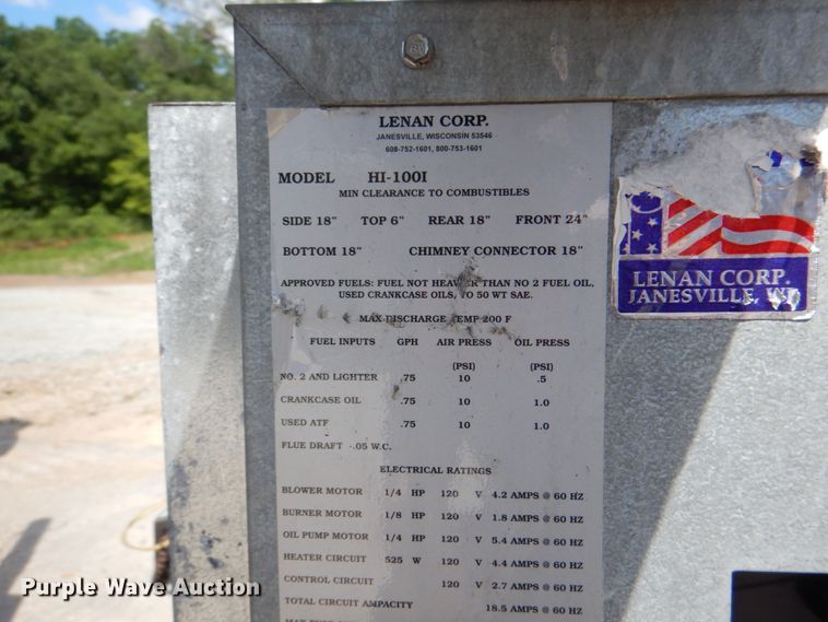 image for item JY9806 Lanair HI-100I  tank and heater