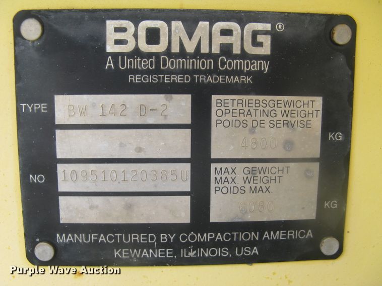 image for item DG5256 1997 Bomag BW142D-2  single drum vibratory roller