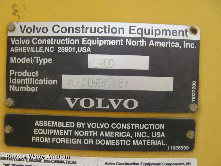 image for item DG5273 2001 Volvo L90D  wheel loader