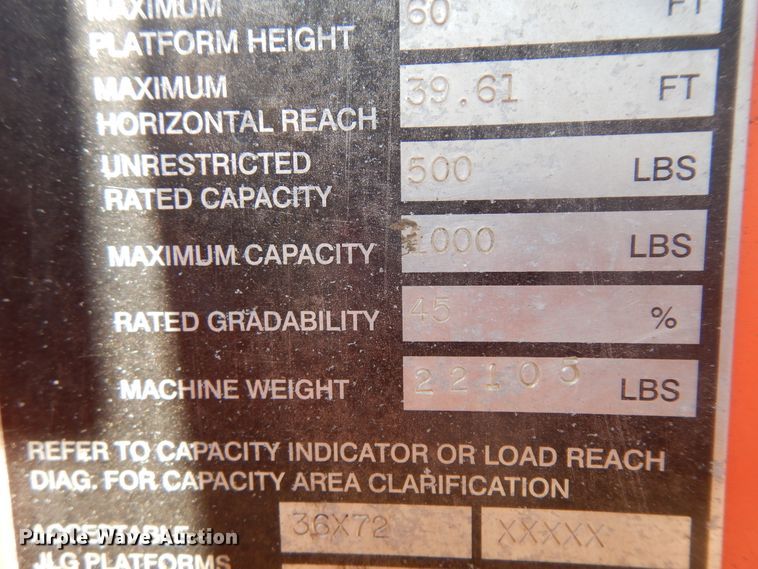 image for item DH5594 2004 JLG 600A  boom lift