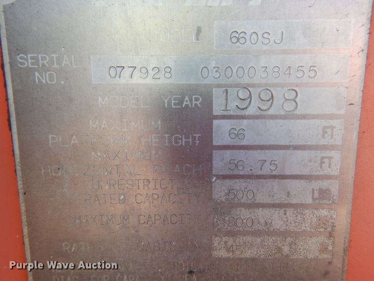 image for item DH5596 1998 JLG 600SJ  boom lift