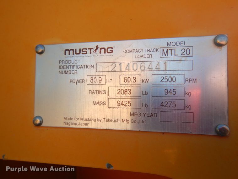 image for item DH5606 2008 Mustang MTL20  tracked skid steer loader