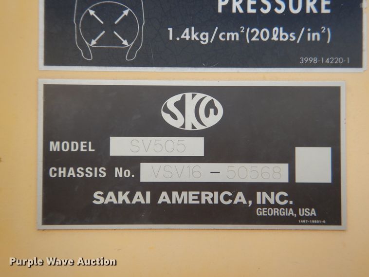image for item DL4987 2008 Sakai America Inc SV505D  single drum vibratory roller