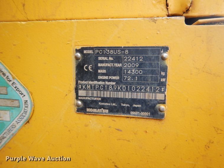 image for item DL4990 2009 Komatsu PC138US-8  excavator
