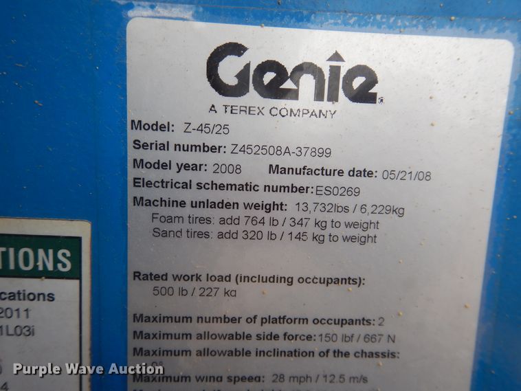 image for item HI9168 2008 Genie Z45/25  boom lift