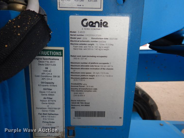 image for item HI9168 2008 Genie Z45/25  boom lift