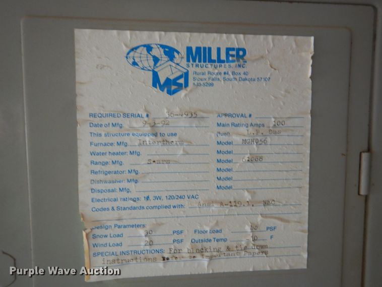 image for item HI9883 1992 Miller  job site office trailer
