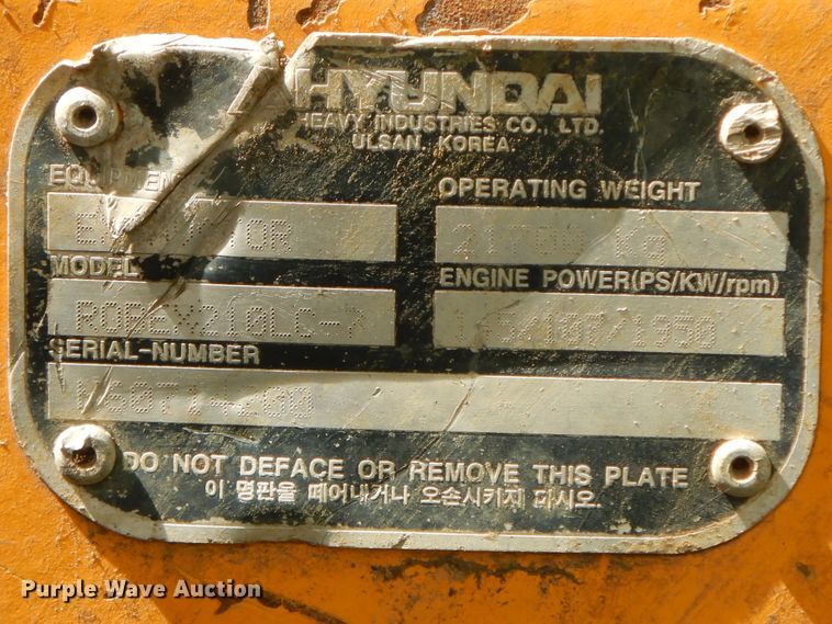 image for item HP9589 Hyundai Robex 210LC-7  excavator