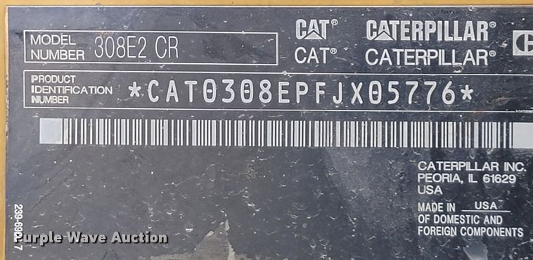 image for item IF9790 2016 Caterpillar 308E2 CR  mini excavator