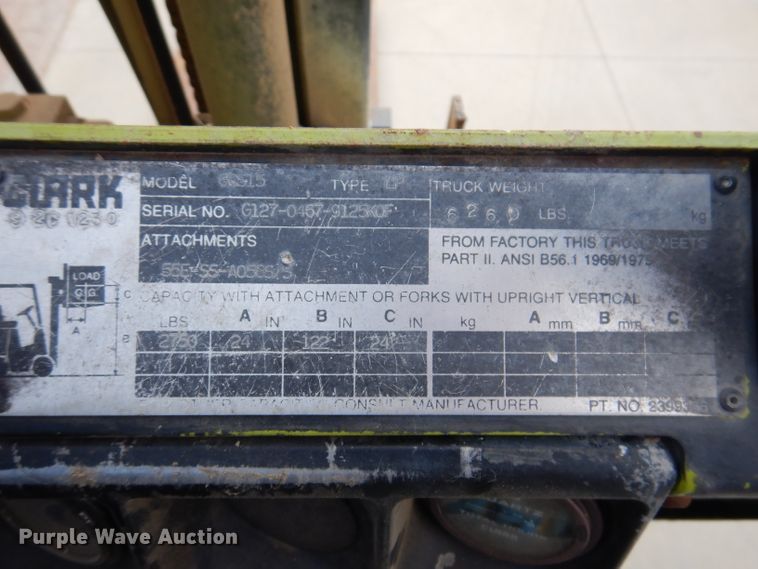 image for item IQ9666 Clark GCS15  forklift