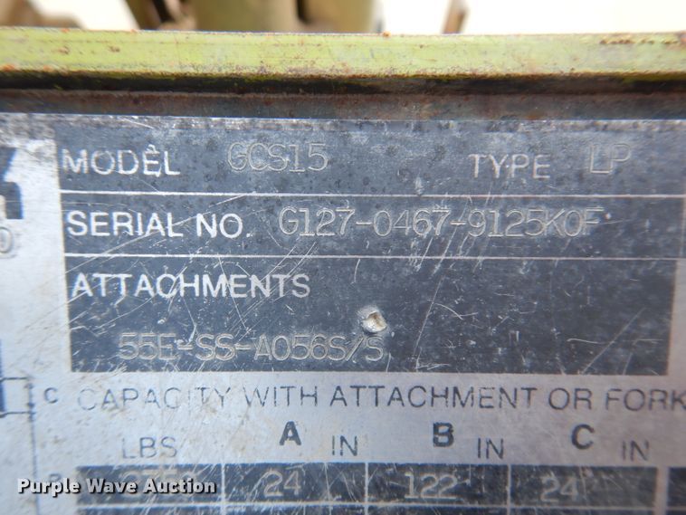 image for item IQ9666 Clark GCS15  forklift