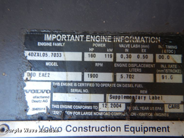 image for item IT9195 2005 Volvo EW180B  excavator