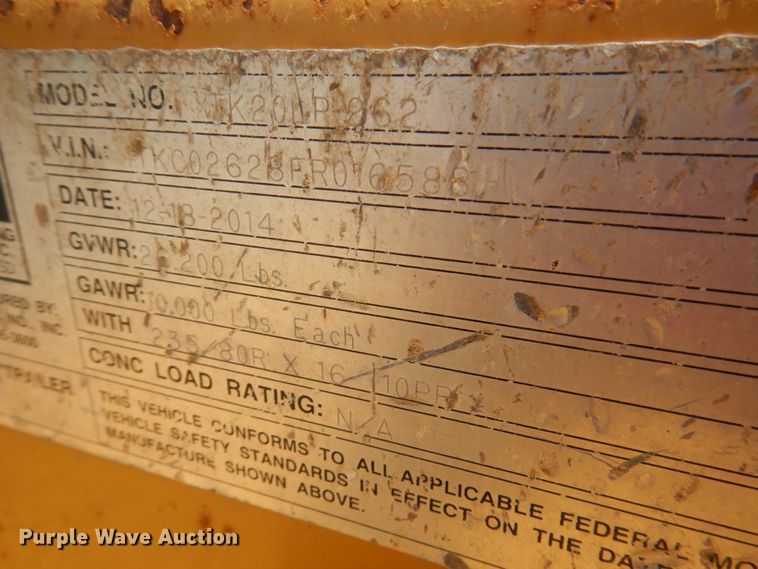 image for item JF9120 2015 Trail King TK20LP262  equipment trailer