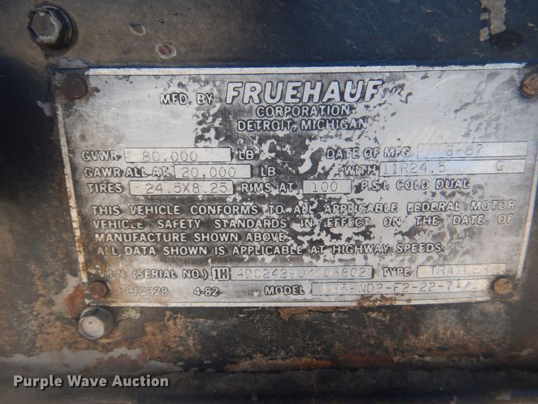 image for item JF9132 1988 Fruehauf DB5-ND2-F2-22-7.5  end dump trailer