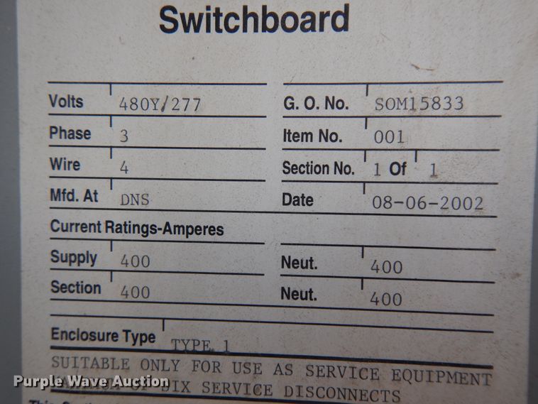 image for item KU9589 Cutler Hammer Pow-R-Line C  switchboard