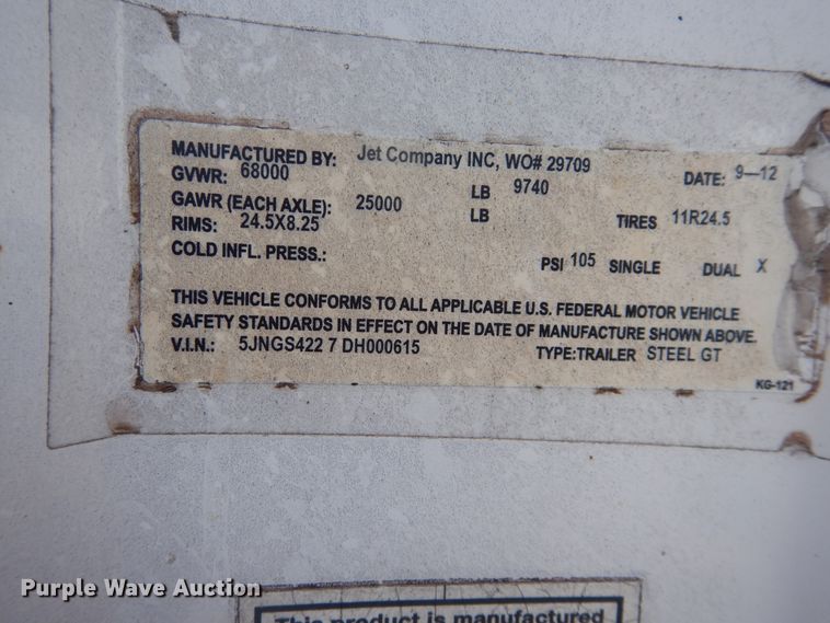 image for item DK8011 2013 Jet  grain trailer