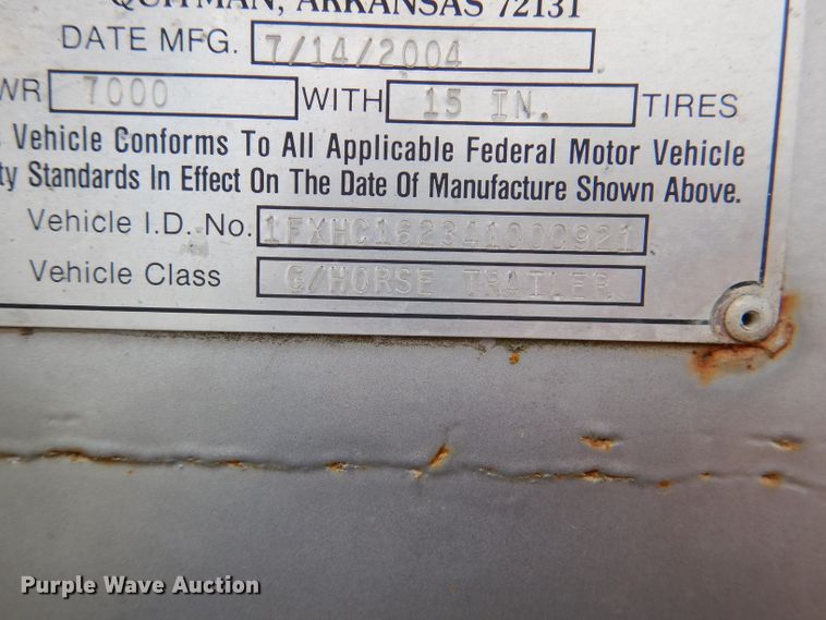 image for item DL3327 2004 Chaparral  livestock trailer