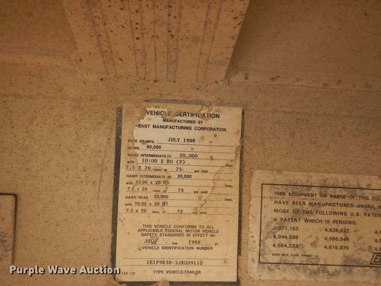 image for item DC2032 1988 East  end dump trailer