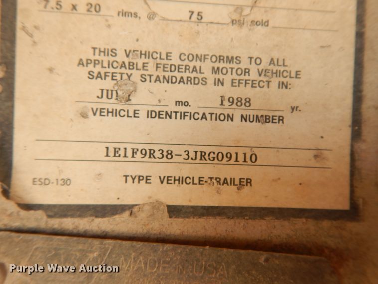 image for item DC2032 1988 East  end dump trailer