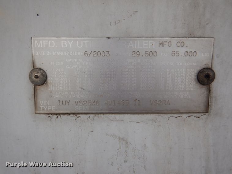 image for item DM0164 2004 Utility VS2RA  refrigerated van trailer