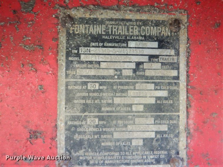 image for item DM3853 1997 Fontaine HDFTT-5-10053FW  drop deck trailer