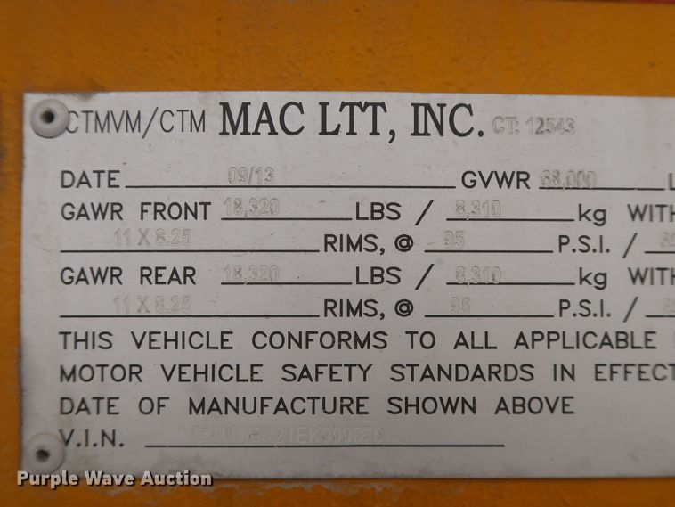 image for item IO9216 2014 Mac LTT  tank trailer