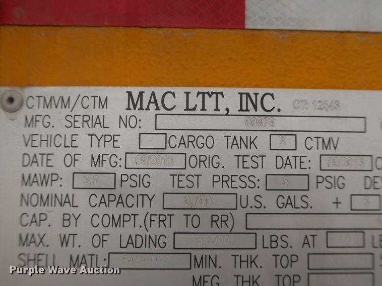 image for item IO9216 2014 Mac LTT  tank trailer