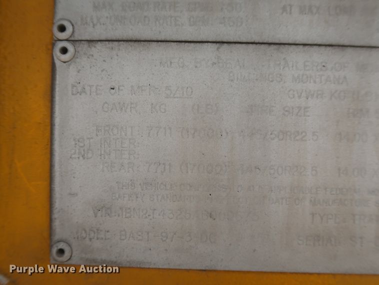 image for item IO9218 2010 Beall  tank trailer