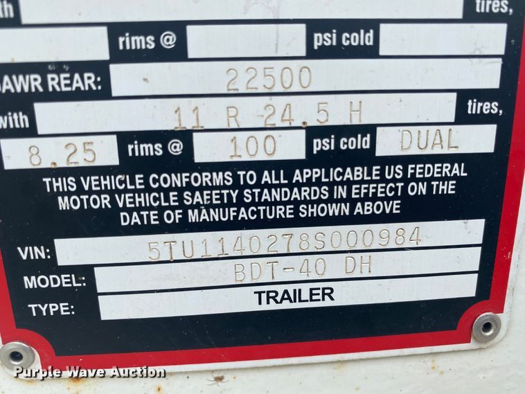 image for item DK7996 2008 Construction Trailer Specialists BDT-40DH  bottom dump trailer