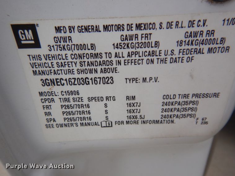 image for item DM5253 2003 Chevrolet Suburban  SUV