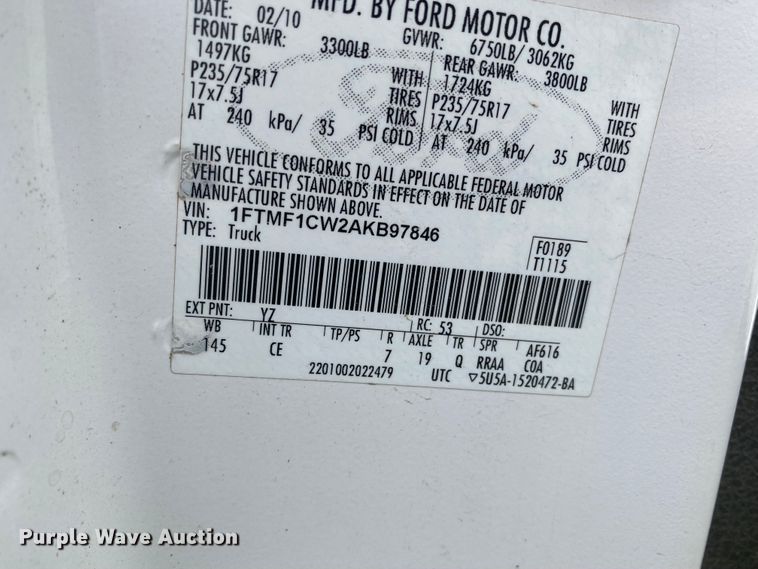 image for item EX9582 2010 Ford F150  pickup truck