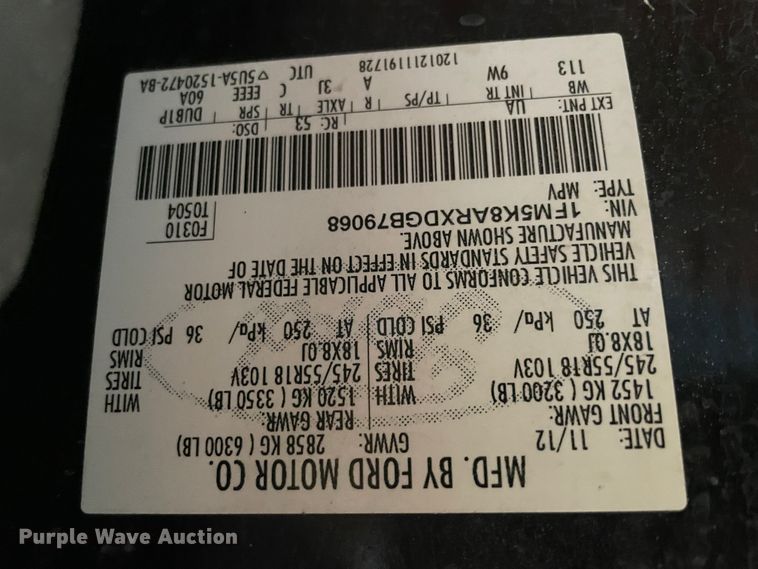 image for item IC9493 2013 Ford Explorer Police  SUV