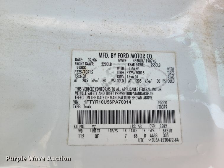 image for item IC9833 2006 Ford Ranger  pickup truck