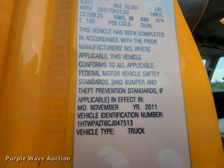 image for item IF9963 2012 International 7500  dump truck