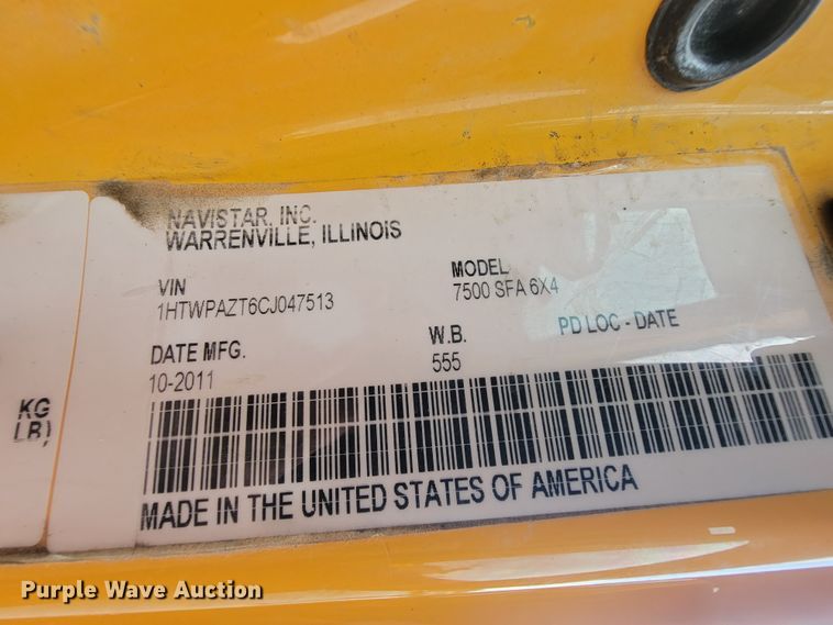 image for item IF9963 2012 International 7500  dump truck