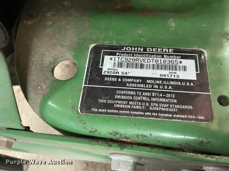 image for item IR9548 John Deere Z920R  ZTR lawn mower