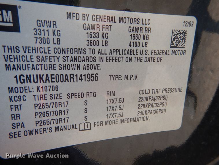 image for item JI9642 2010 Chevrolet Tahoe  SUV