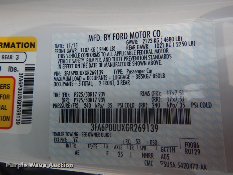 image for item JI9644 2016 Ford Fusion