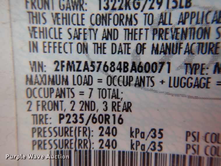 image for item KU9511 2004 Ford Freestar  van