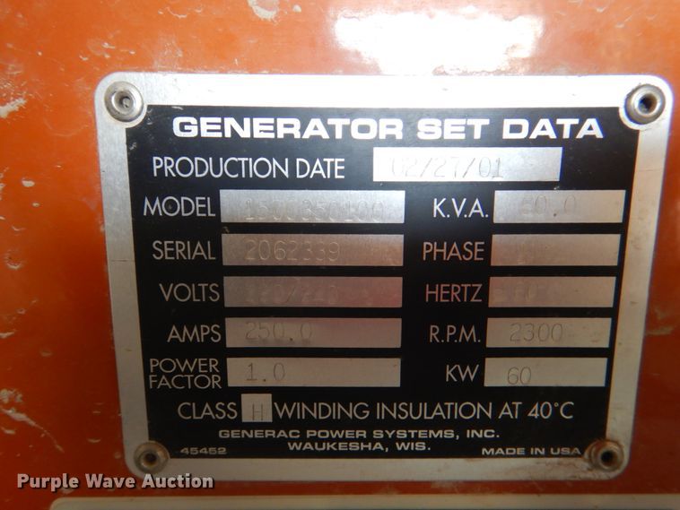 image for item KW9998 Generac  generator