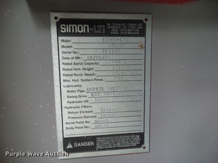 image for item DA7150 1994 Spartan Gladiator  aerial platform fire truck