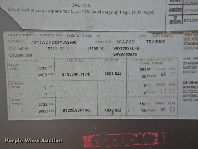 image for item DK2262 2013 Forest River Wildwood Lodge  camper