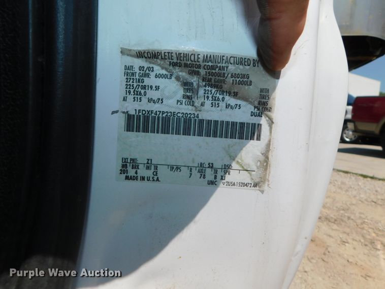 image for item DK8627 2003 Ford F450 Super Duty XL  box truck