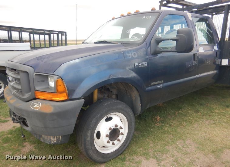 image for item FI9140 2001 Ford F450 Super Duty  Crew Cab flatbed truck