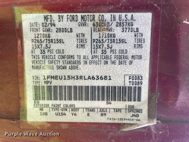 image for item IC9498 1994 Ford Bronco  SUV